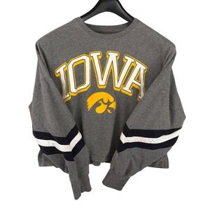 Rivalry Threads Iowa Hawkeyes Cropped‎ Sweatshirt Gray Womens Large Thumbholes
